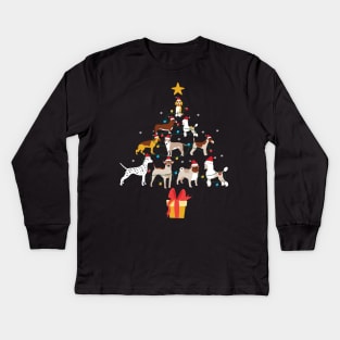 Merry Dogmas Dog Christmas Tree Christmas Tree Made of Dogs Dog Lover Christmas Gift Kids Long Sleeve T-Shirt